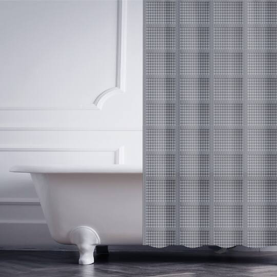 Elle Décor Gray Jacquard Solid Weave Shower Curtain